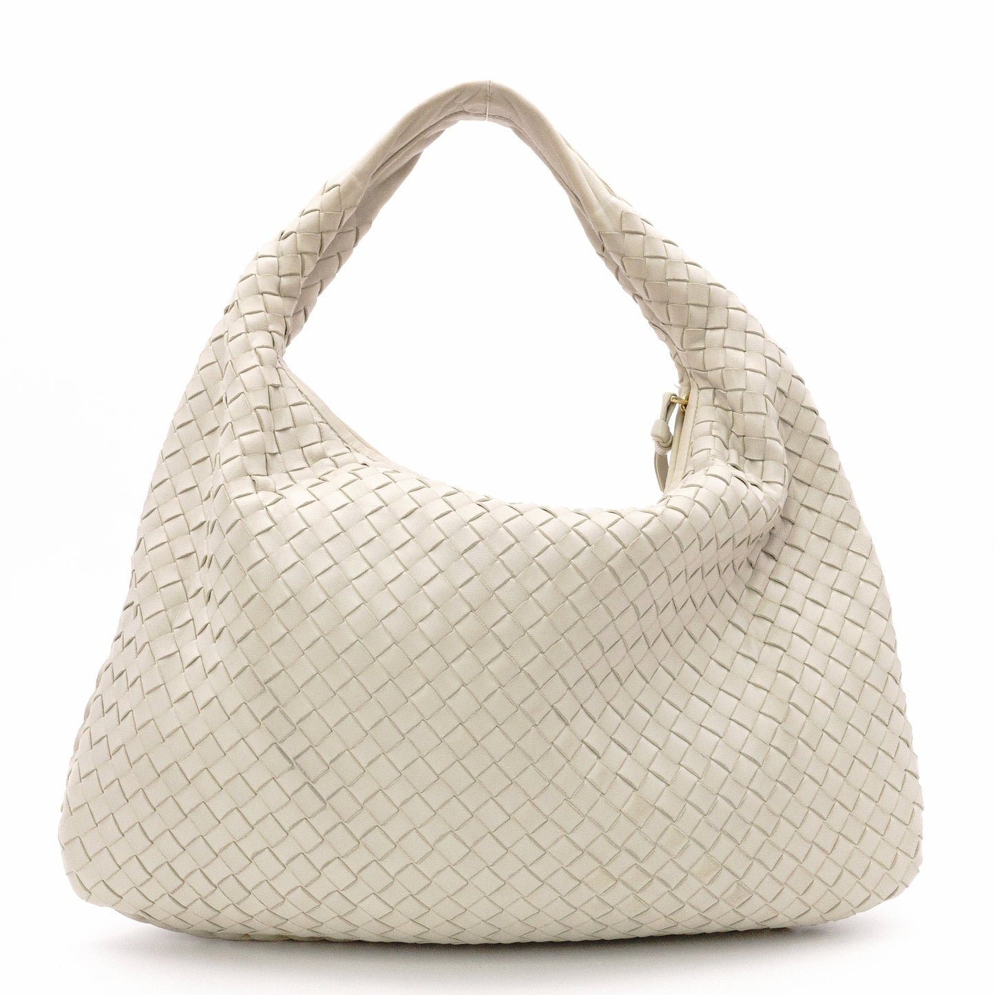 Bottega Veneta Hobo Intrecciato Shoulder Bag, Leather, Off-White, Women's