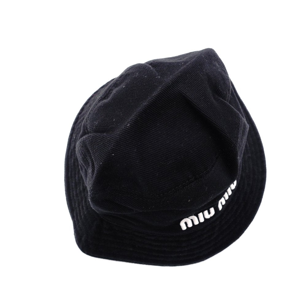 MIUMIU Bucket Hat Black Canvas Black Logo Size M R8020106