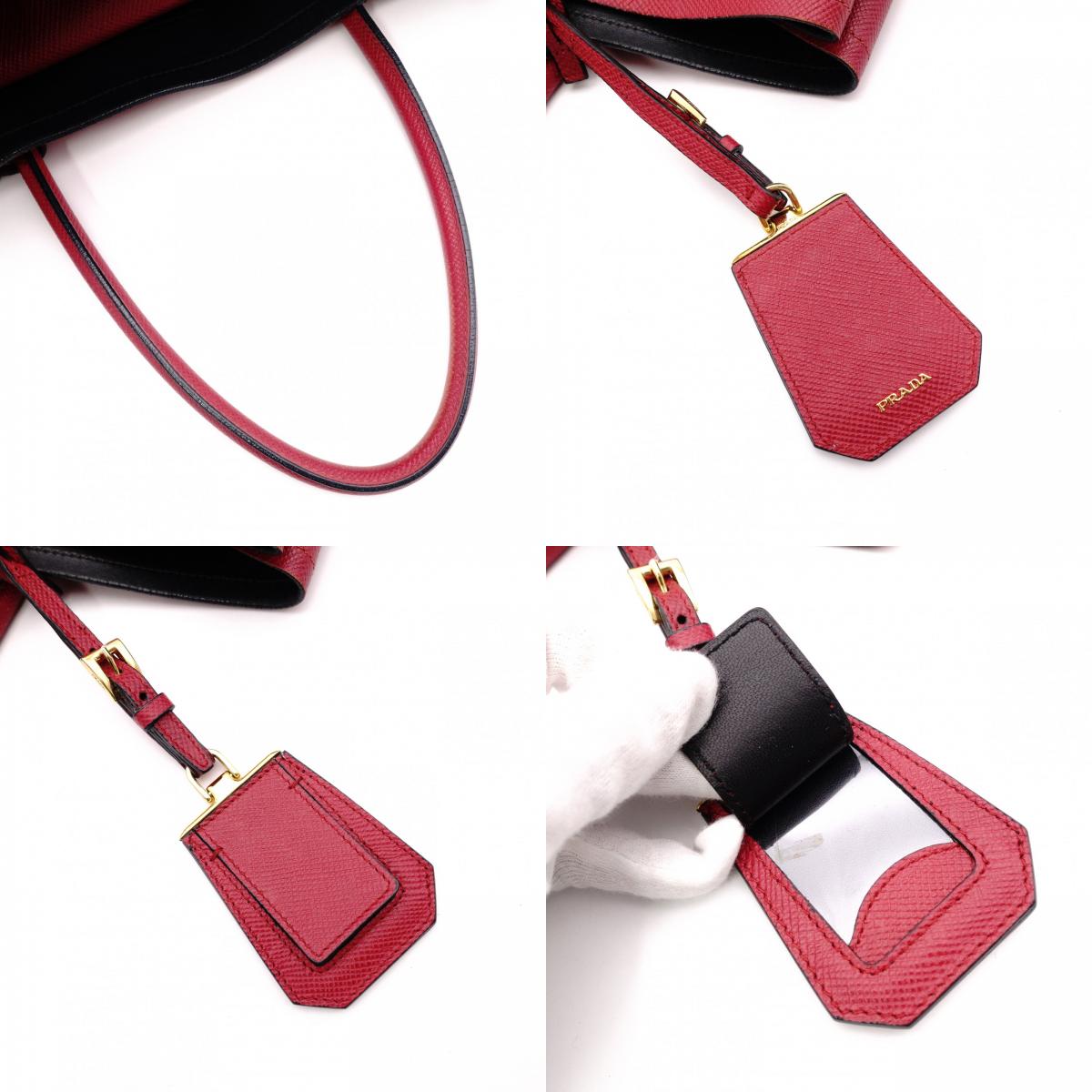 PRADA Saffiano Leather Tote Bag, Red Leather with Gold Hardware