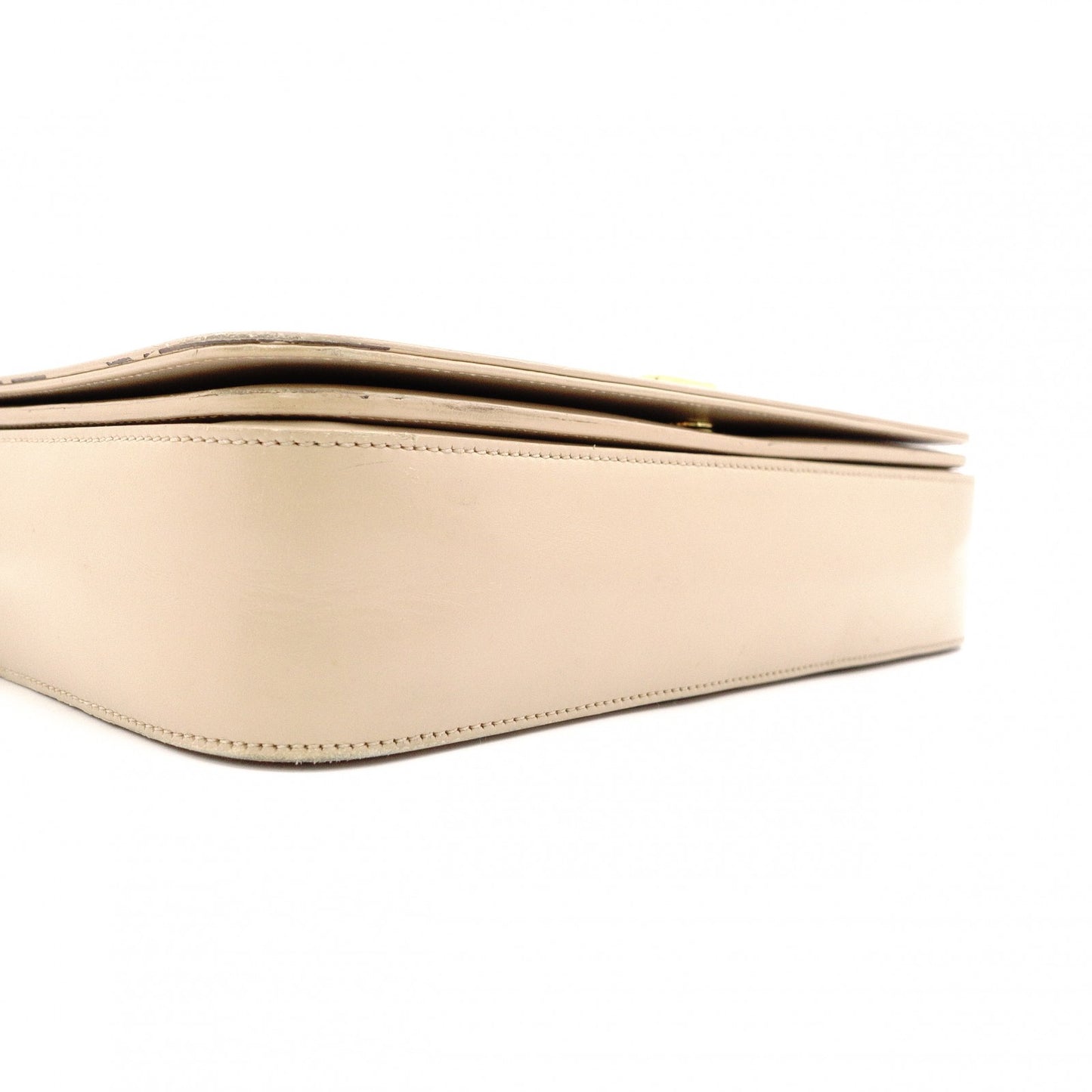 SAINT LAURENT Le Sancasset Shoulder Bag, Leather, Beige, Crossbody, YSL, Gold Hardware