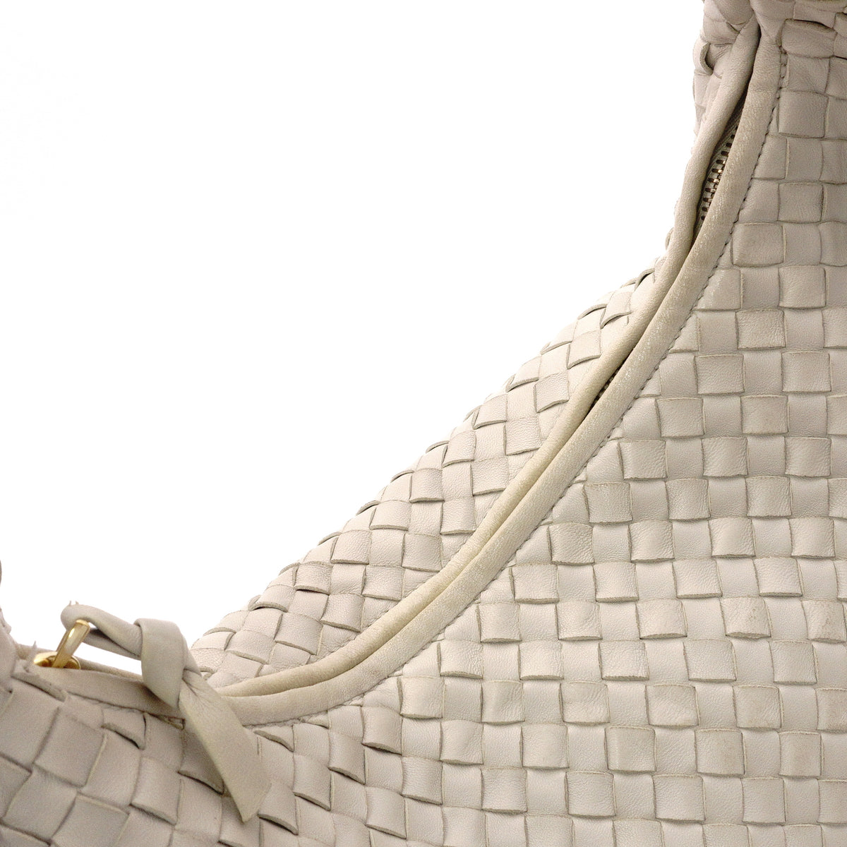 Bottega Veneta Hobo Intrecciato Shoulder Bag, Leather, Off-White, Women's