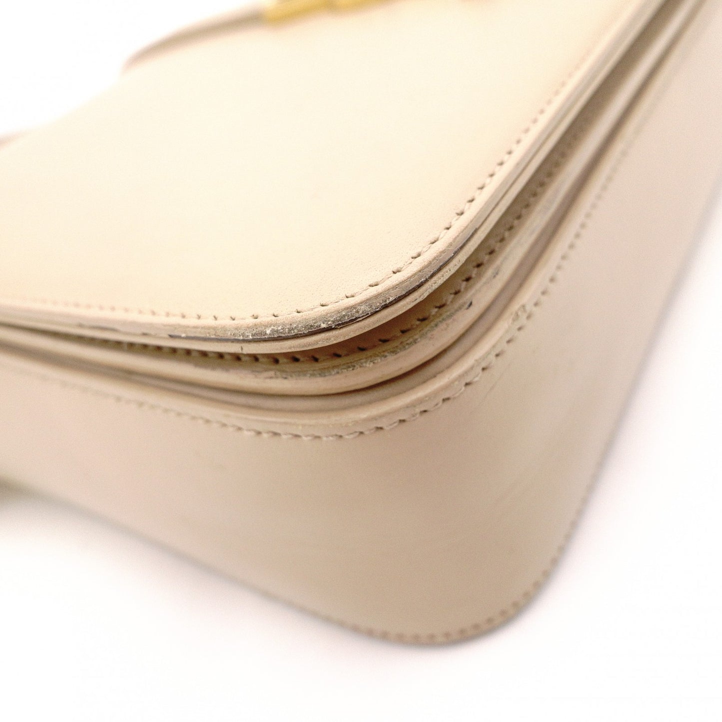 SAINT LAURENT Le Sancasset Shoulder Bag, Leather, Beige, Crossbody, YSL, Gold Hardware