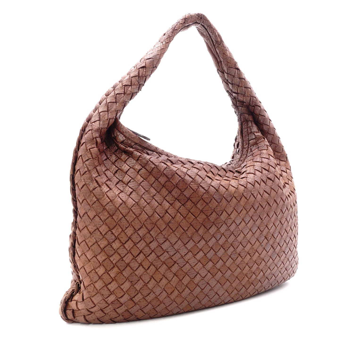 Bottega Veneta Hobo Intrecciato Shoulder Bag, Leather, Brown, Women's