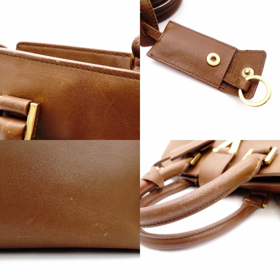 Saint Laurent Y-Line Petit Cabas 2-Way Handbag Brown Shoulder R8020314