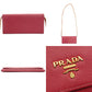 PRADA Saffiano Leather Chain Wallet Pink Gold Hardware Shoulder Bag 7-9-406