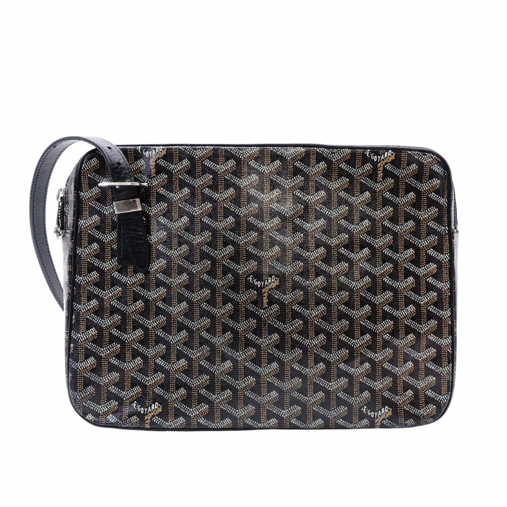 Goyard Yona GM Shoulder Bag Black × Brown PVC Leather Crossbody Men's 7-12-179