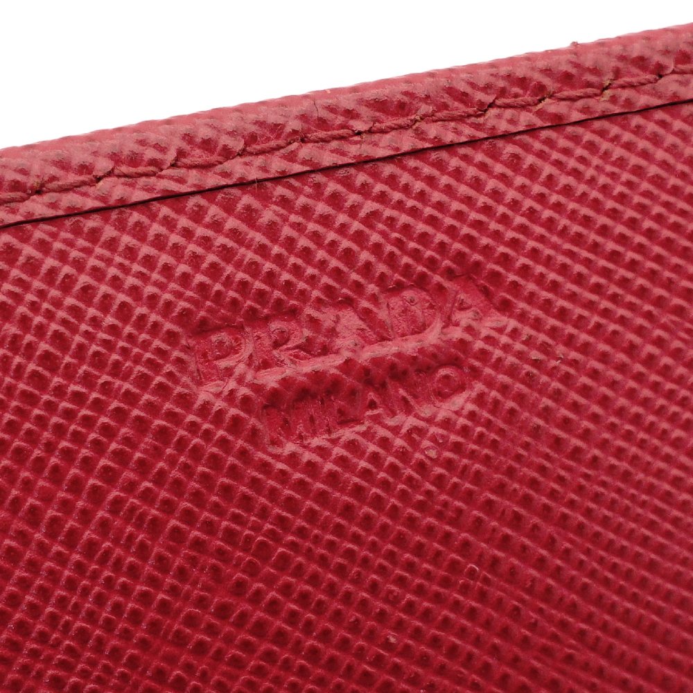 PRADA Saffiano Leather Chain Wallet Pink Gold Hardware Shoulder Bag 7-9-406