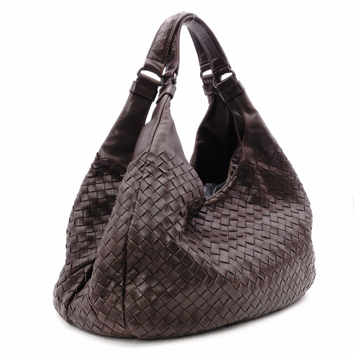 Bottega Veneta Intrecciato Campana Shoulder Bag, Leather, Brown, Women's, 125787