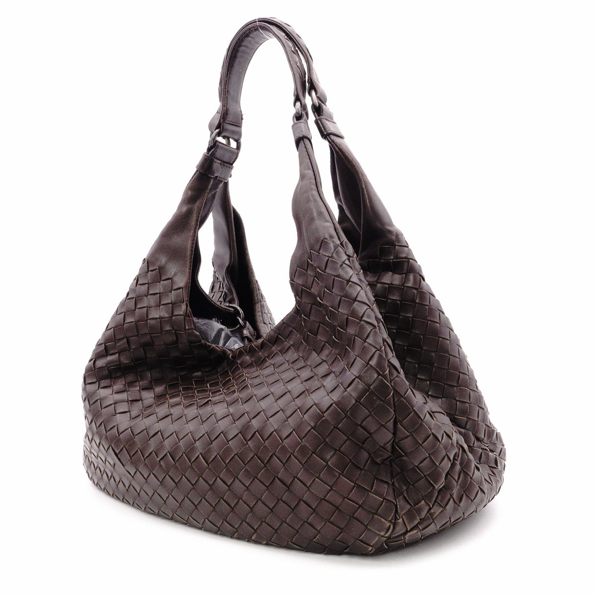 Bottega Veneta Intrecciato Campana Shoulder Bag, Leather, Brown, Women's, 125787