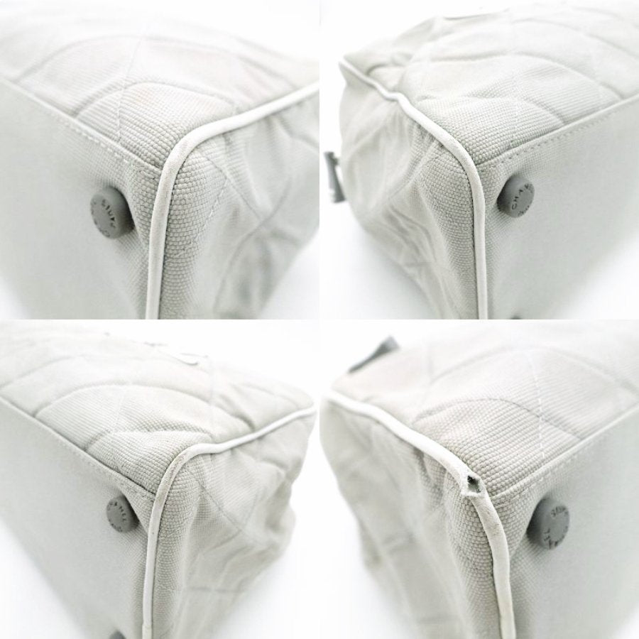 CHANEL Sport Line Mini Boston Bag Canvas Gray Tone Logo Handbag R8020341