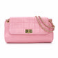 CHANEL Chocolate Bar Chain Shoulder Bag Lambskin Pink Leather Vintage Gold Hardware R801413