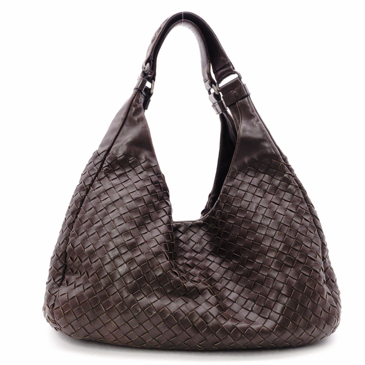 Bottega Veneta Intrecciato Campana Shoulder Bag, Leather, Brown, Women's, 125787
