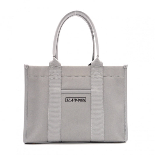 BALENCIAGA Hardware S Tote Bag, Canvas/Leather, Gray, 2-Way