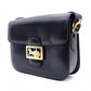 CELINE Vintage Shoulder Bag, Leather, Black with Gold Hardware
