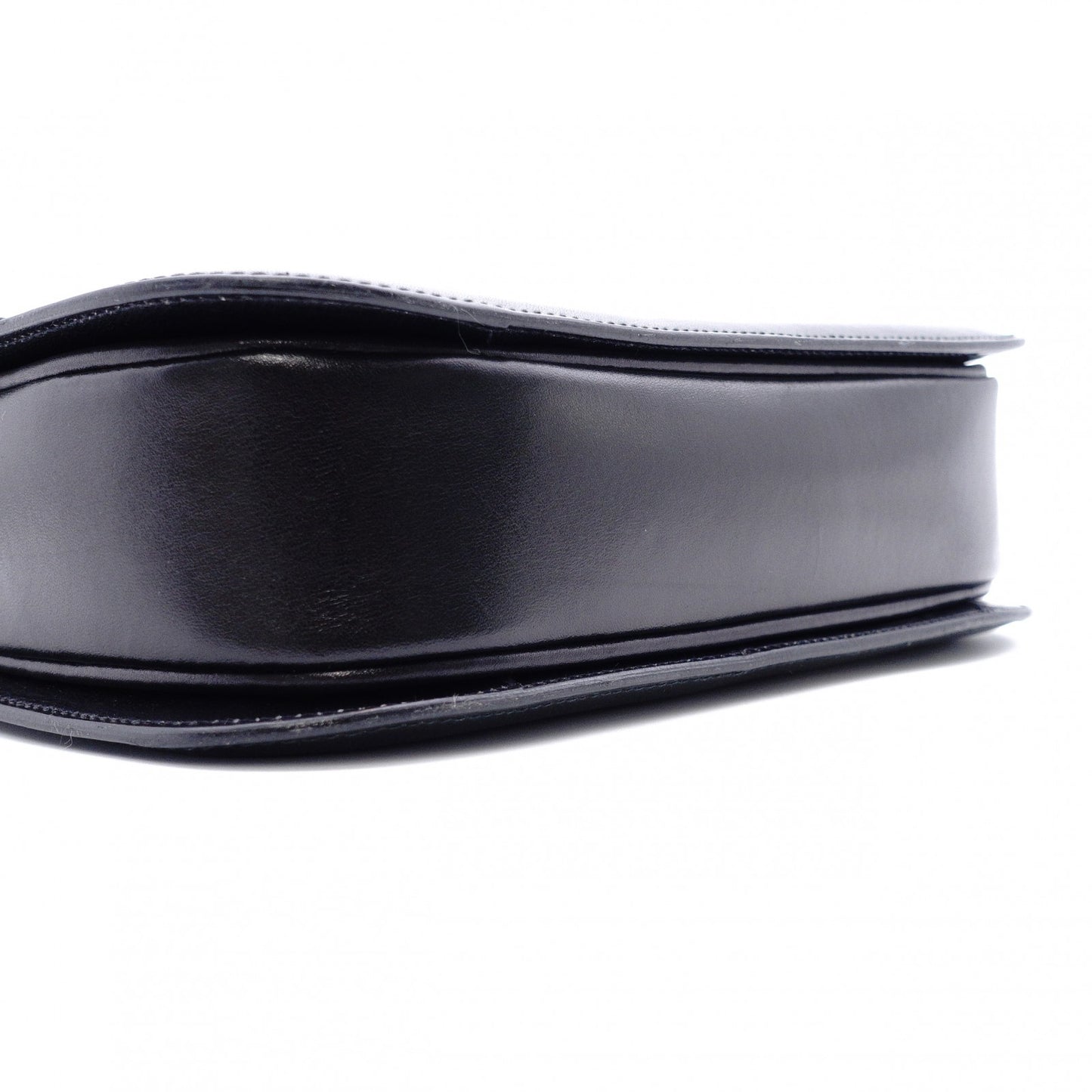 CELINE Vintage Shoulder Bag, Leather, Black with Gold Hardware