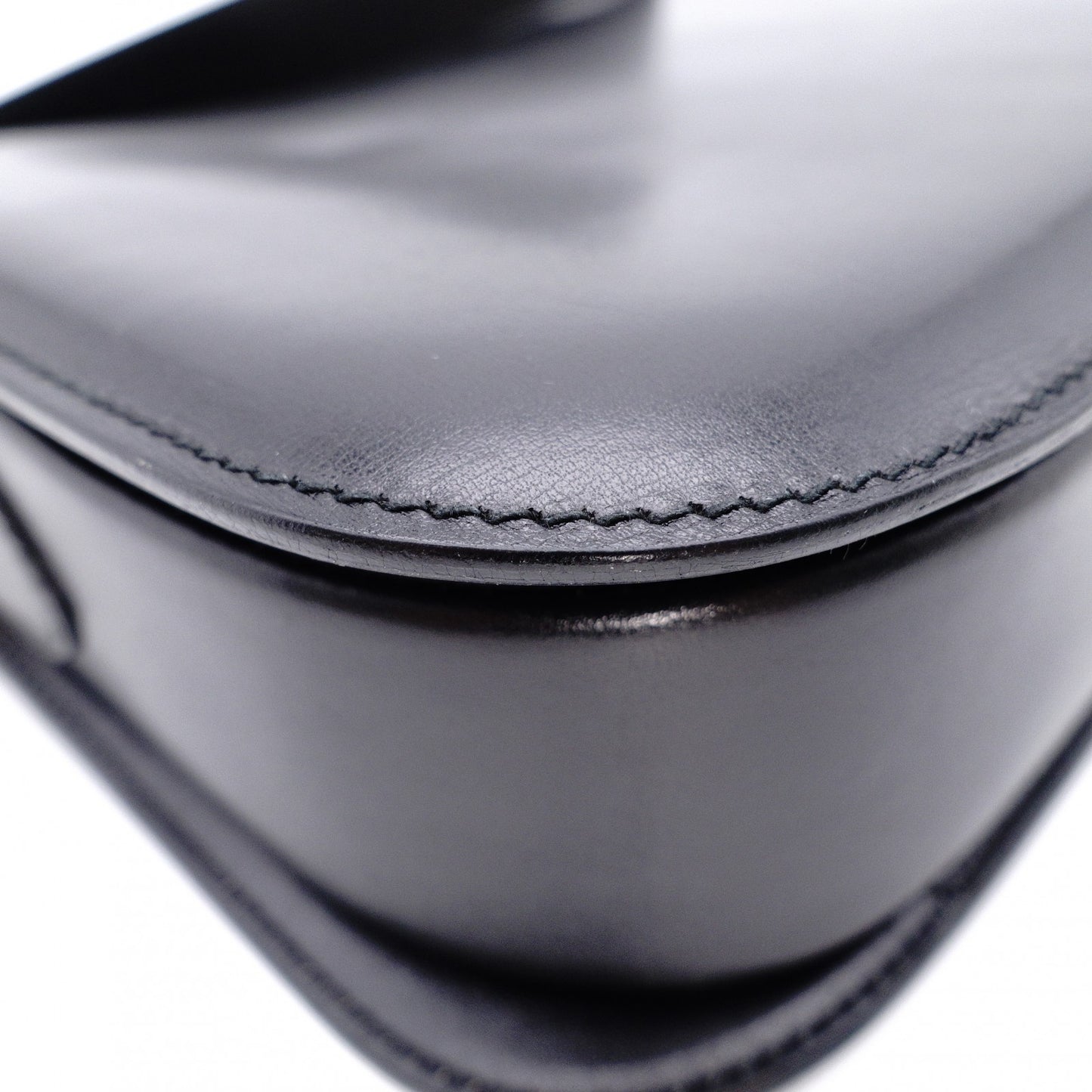 CELINE Vintage Shoulder Bag, Leather, Black with Gold Hardware