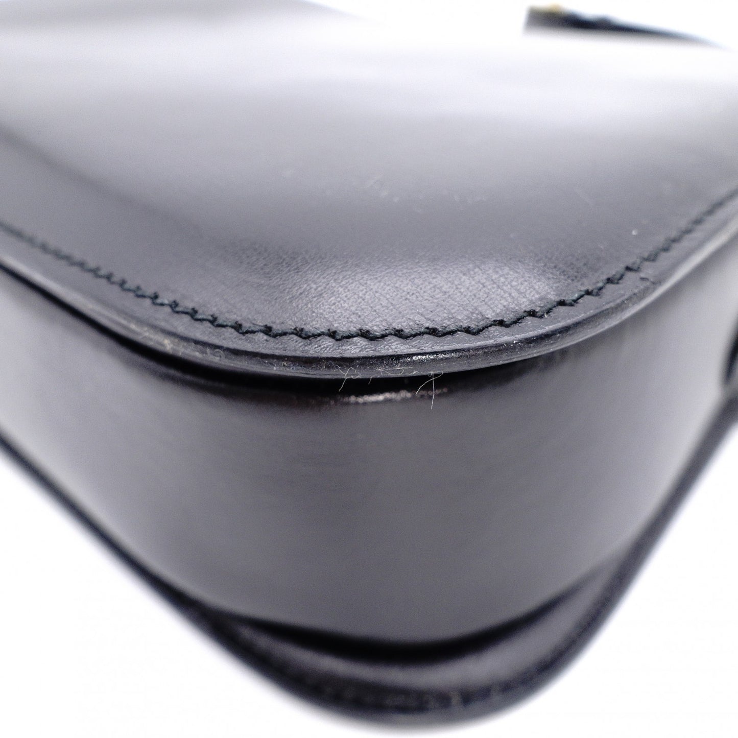 CELINE Vintage Shoulder Bag, Leather, Black with Gold Hardware