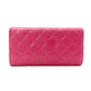 CHANEL Lambskin Flap Long Wallet, Matelassé, Leather, Pink, Women's, CC Logo