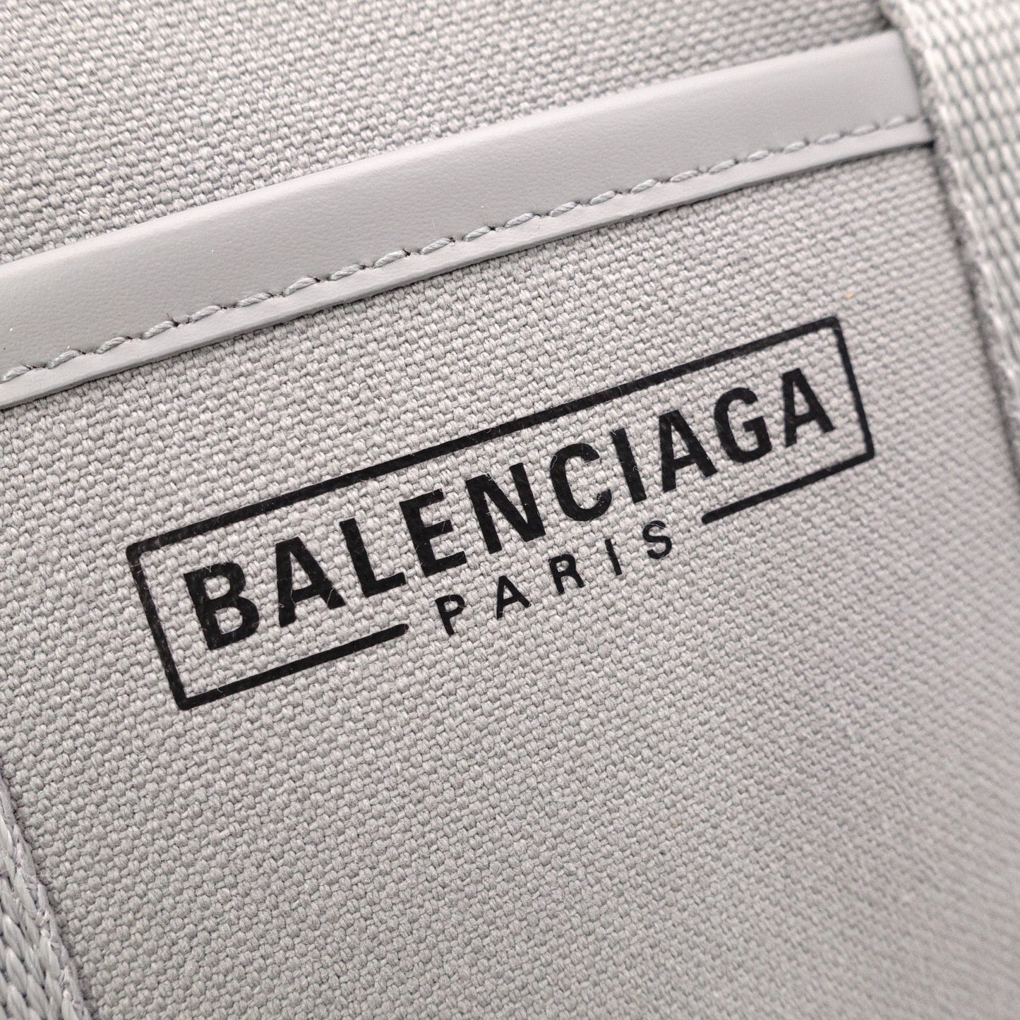 BALENCIAGA Hardware S Tote Bag, Canvas/Leather, Gray, 2-Way