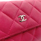 CHANEL Lambskin Flap Long Wallet, Matelassé, Leather, Pink, Women's, CC Logo