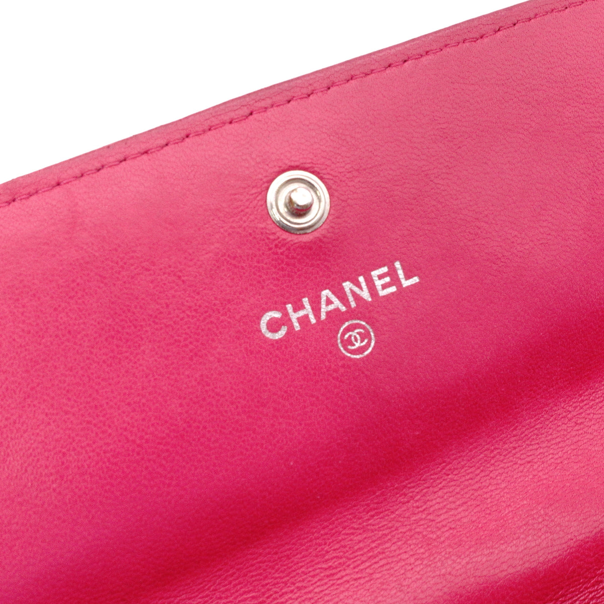 CHANEL Lambskin Flap Long Wallet, Matelassé, Leather, Pink, Women's, CC Logo