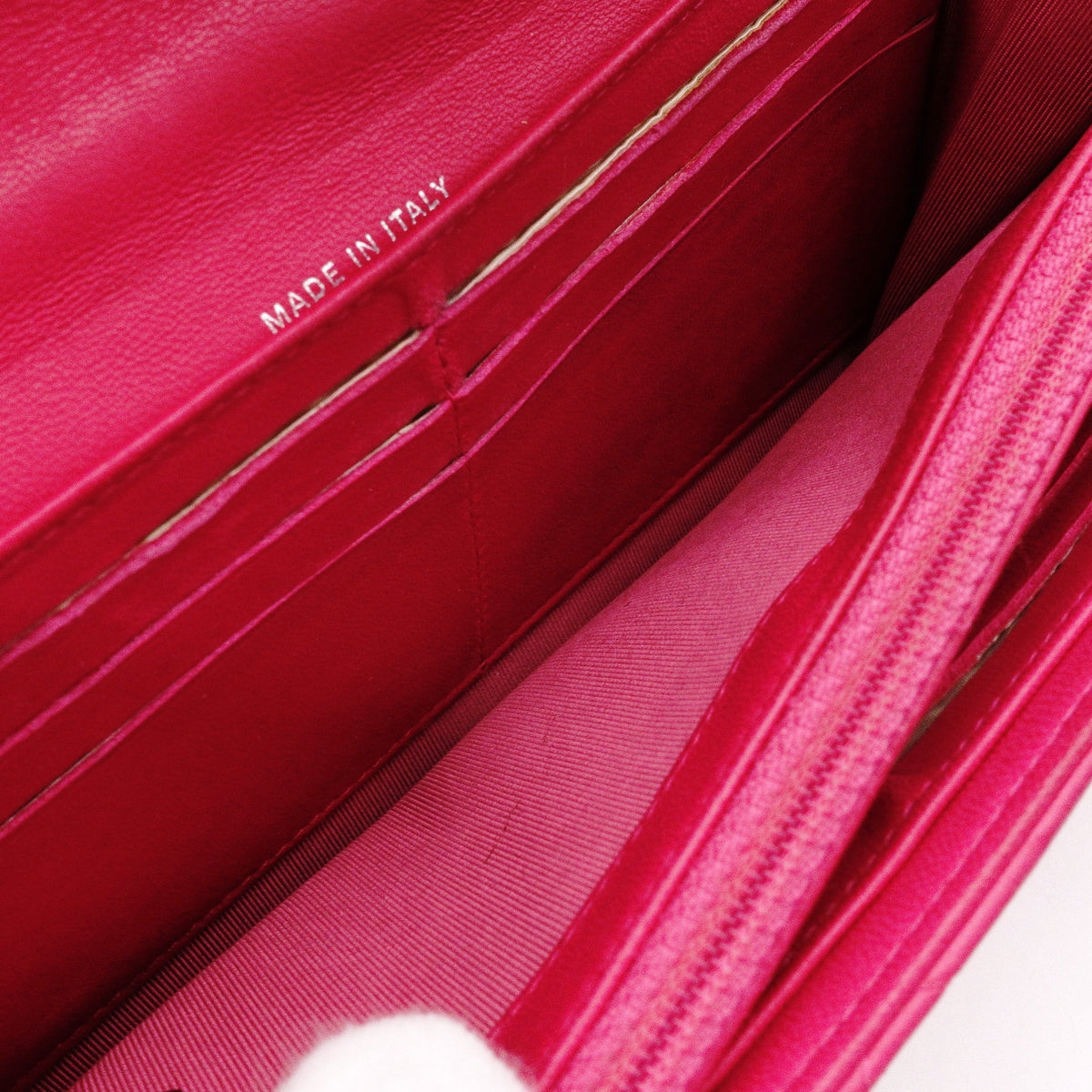 CHANEL Lambskin Flap Long Wallet, Matelassé, Leather, Pink, Women's, CC Logo