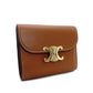Celine Triomphe Leather Wallet Brown Tri-Fold Wallet Mini Wallet Brown Gold Hardware With Box 7-9-461