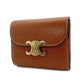 Celine Triomphe Leather Wallet Brown Tri-Fold Wallet Mini Wallet Brown Gold Hardware With Box 7-9-461