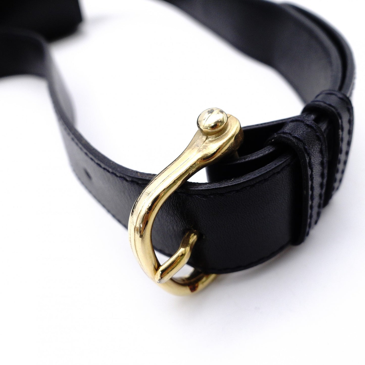 CELINE Vintage Shoulder Bag, Leather, Black with Gold Hardware