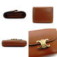 Celine Triomphe Leather Wallet Brown Tri-Fold Wallet Mini Wallet Brown Gold Hardware With Box 7-9-461