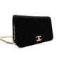 CHANEL Matelassé Shoulder Bag, Cotton, Black, Women's, Gold Hardware, Vintage CC Logo