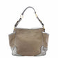 PRADA Jacquard Canvas Shoulder Bag Brown × Silver Leather Logo 7-11-774