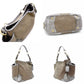 PRADA Jacquard Canvas Shoulder Bag Brown × Silver Leather Logo 7-11-774
