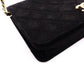 CHANEL Matelassé Shoulder Bag, Cotton, Black, Women's, Gold Hardware, Vintage CC Logo