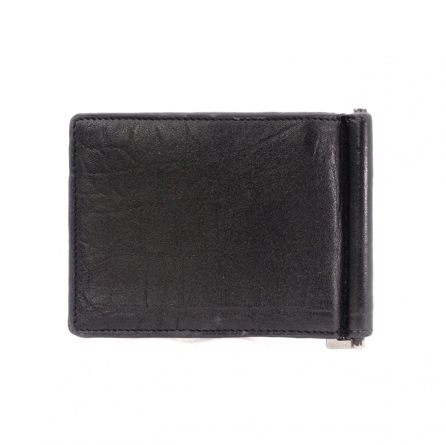 SAINT LAURENT Saint Laurent Money Clip, Embossed Crocodile, Cassandra Bifold Wallet, Leather, Black, Men's, YSL