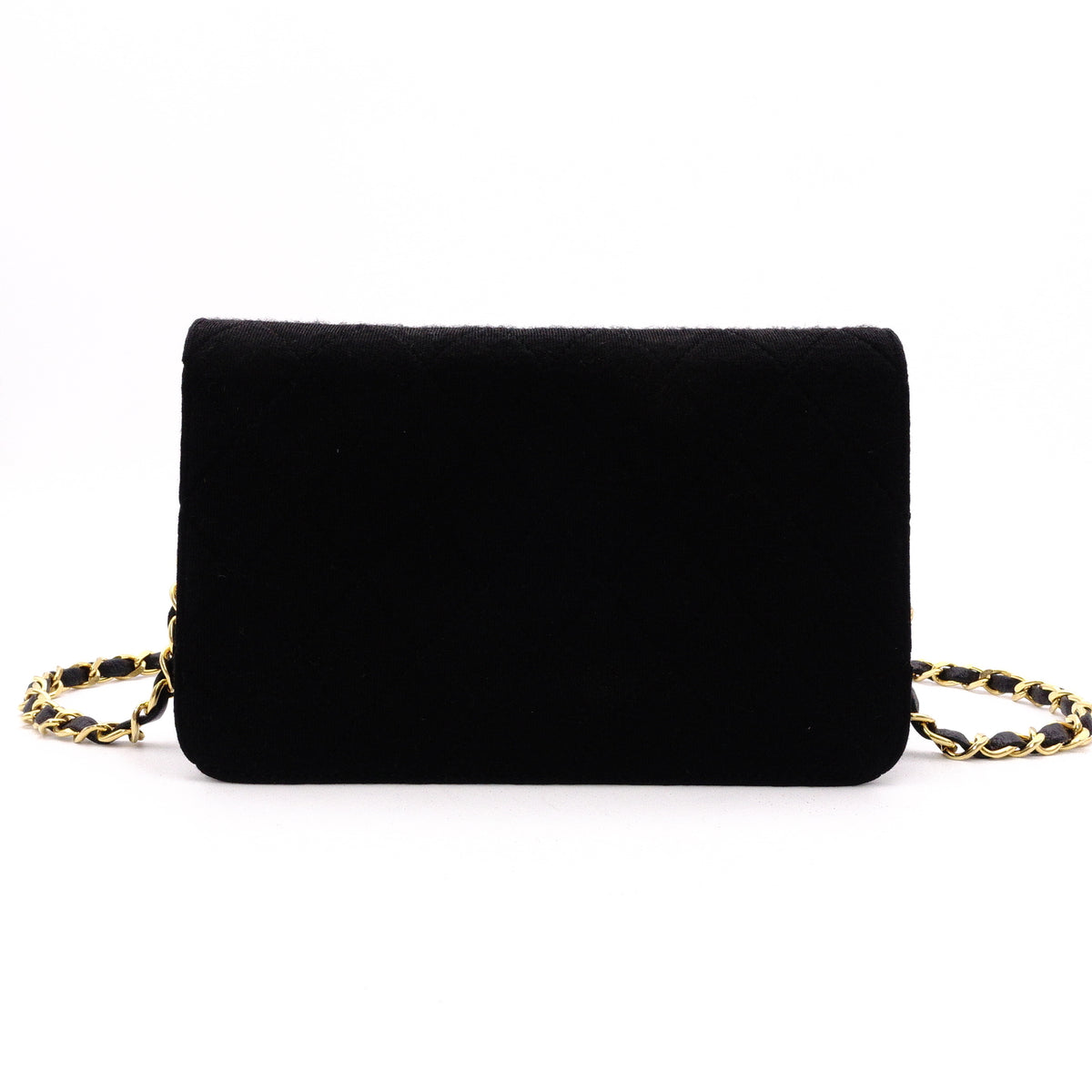 CHANEL Matelassé Shoulder Bag, Cotton, Black, Women's, Gold Hardware, Vintage CC Logo