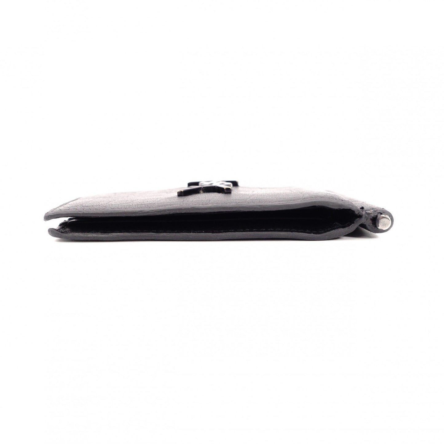 SAINT LAURENT Saint Laurent Money Clip, Embossed Crocodile, Cassandra Bifold Wallet, Leather, Black, Men's, YSL
