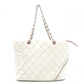 CHANEL Caviar Skin Cambon Line Shoulder Bag, Leather, White, Silver Hardware