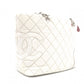 CHANEL Caviar Skin Cambon Line Shoulder Bag, Leather, White, Silver Hardware