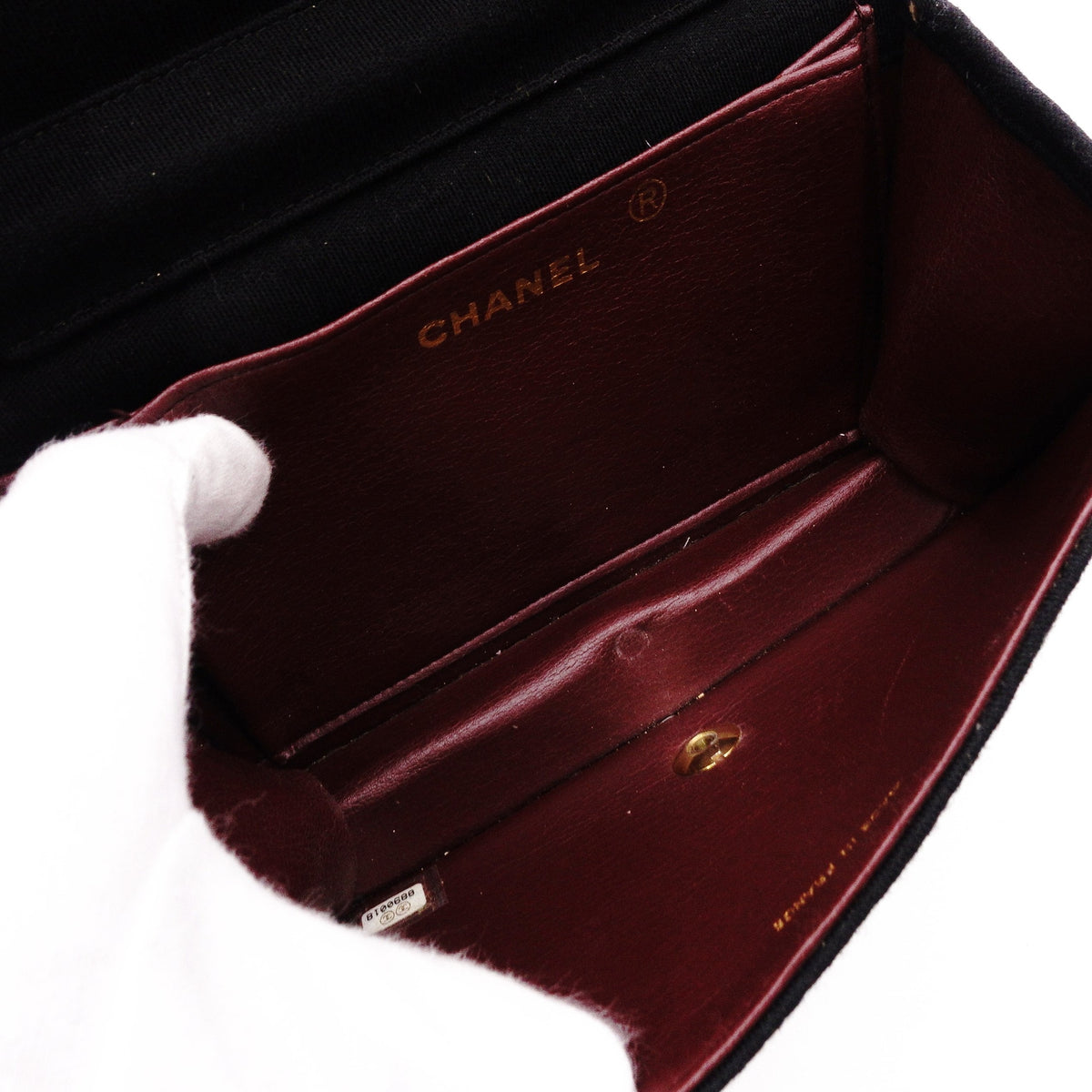 CHANEL Matelassé Shoulder Bag, Cotton, Black, Women's, Gold Hardware, Vintage CC Logo