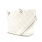 CHANEL Caviar Skin Cambon Line Shoulder Bag, Leather, White, Silver Hardware
