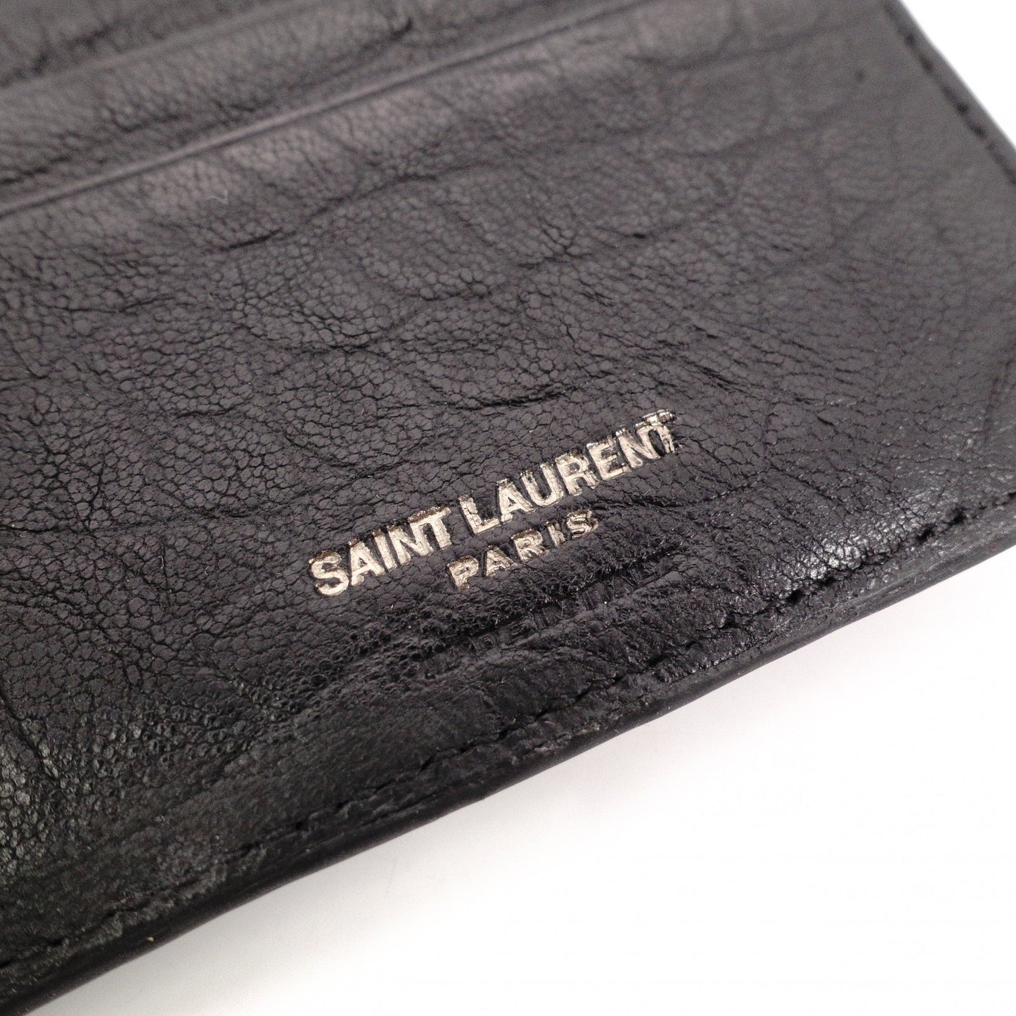 SAINT LAURENT Saint Laurent Money Clip, Embossed Crocodile, Cassandra Bifold Wallet, Leather, Black, Men's, YSL