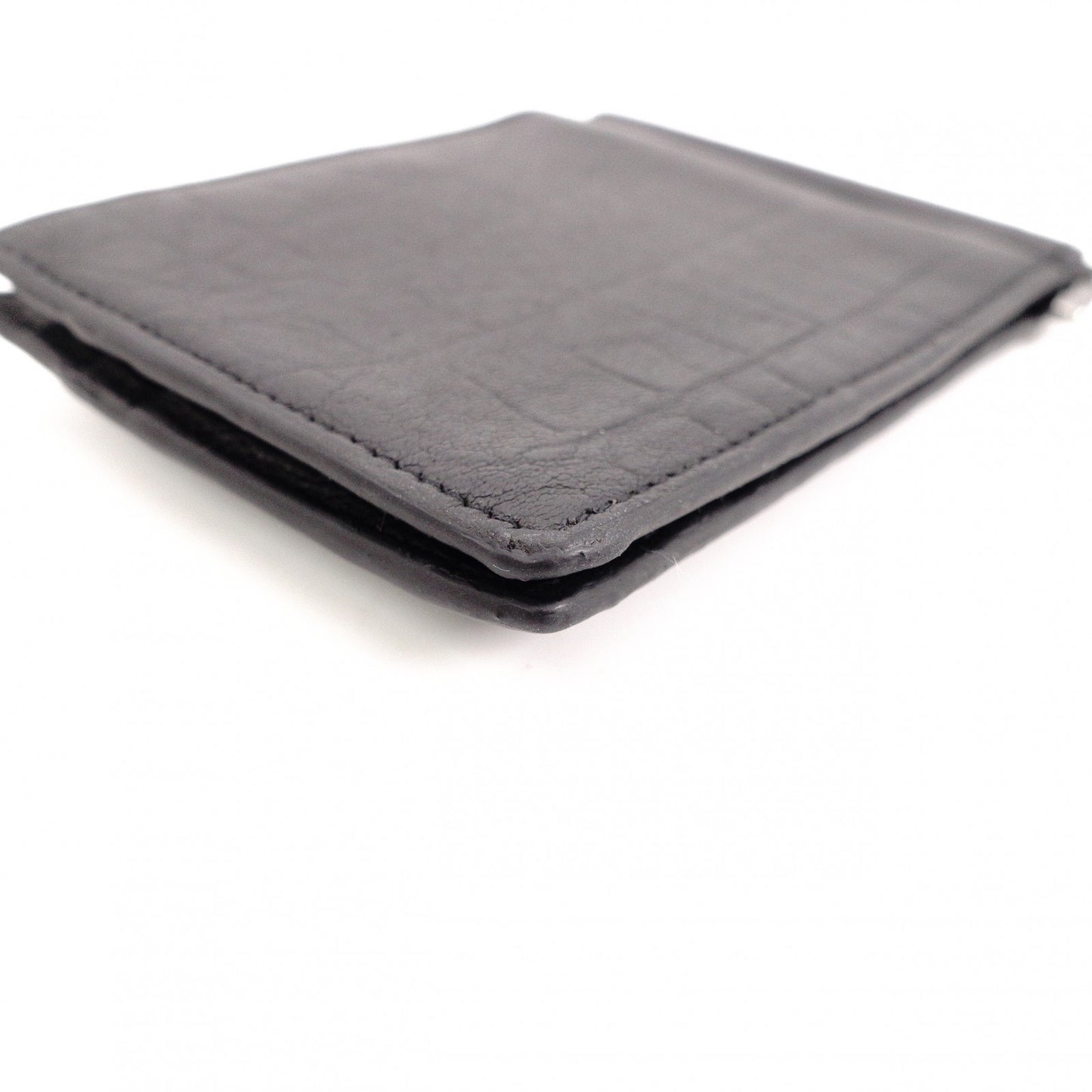 SAINT LAURENT Saint Laurent Money Clip, Embossed Crocodile, Cassandra Bifold Wallet, Leather, Black, Men's, YSL