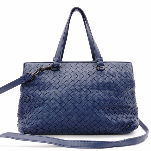 Bottega Veneta Intrecciato Shoulder Bag, Leather, Blue, Women's, 2-Way Crossbody