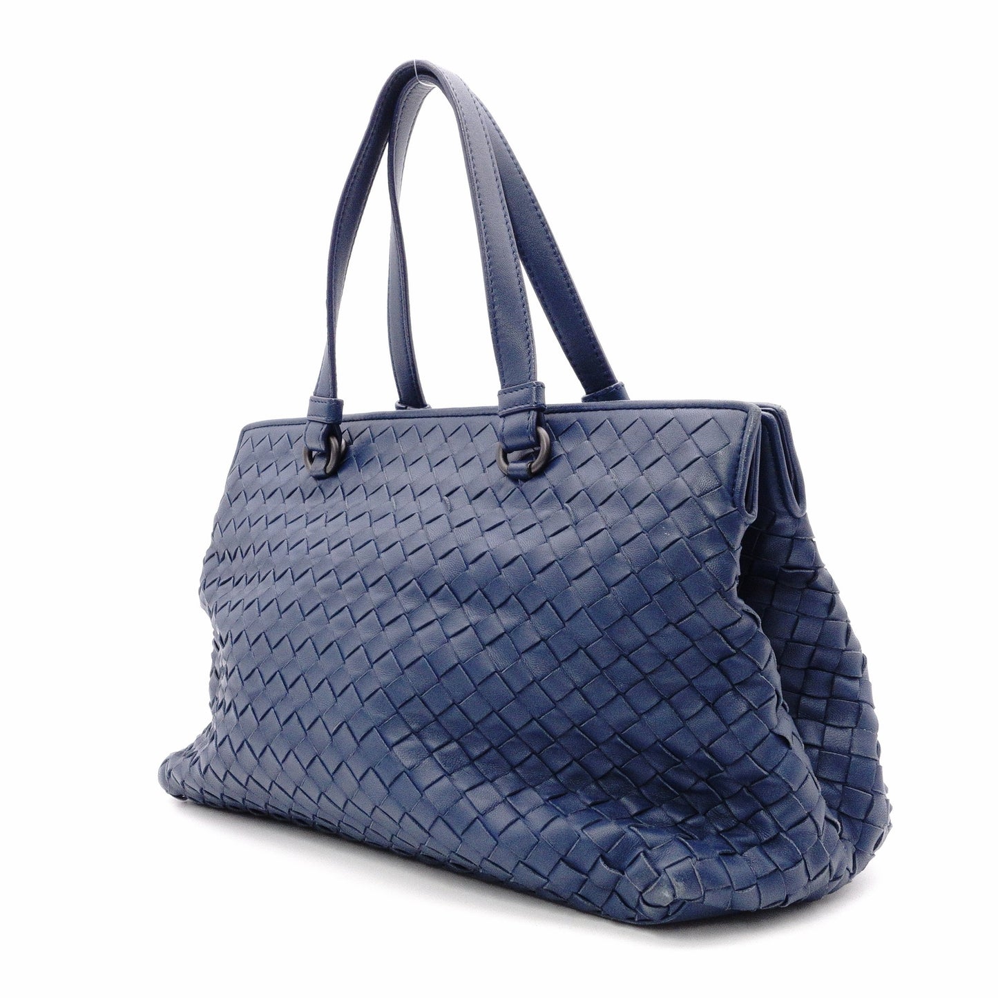 Bottega Veneta Intrecciato Shoulder Bag, Leather, Blue, Women's, 2-Way Crossbody