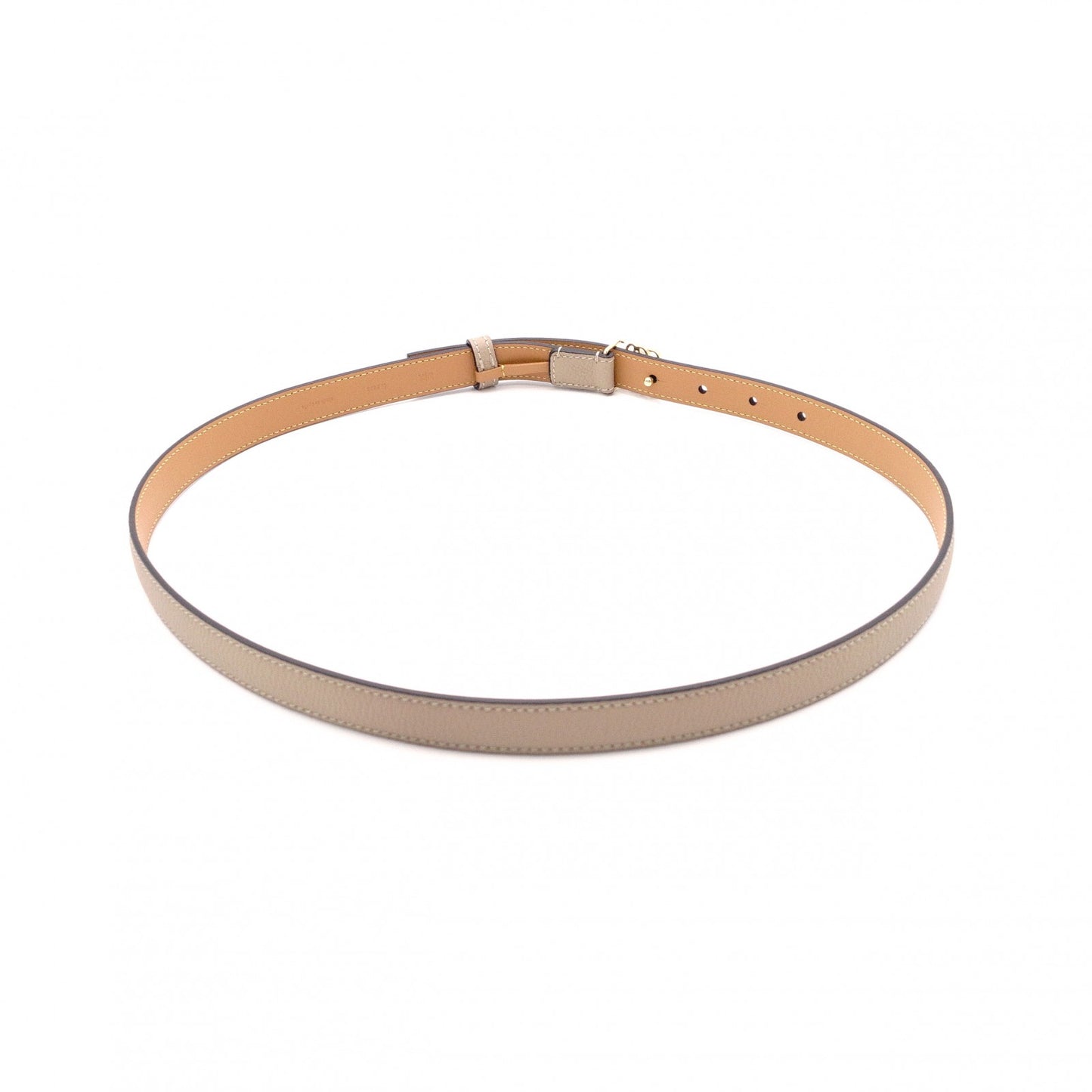 LOEWE Anagram Belt, Leather, Beige, Size 85/34, Brown, Gold Hardware