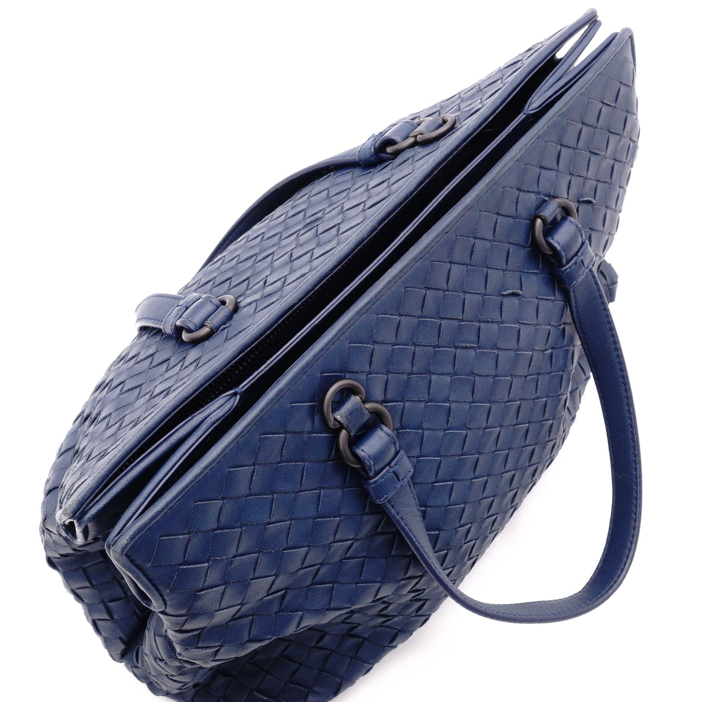 Bottega Veneta Intrecciato Shoulder Bag, Leather, Blue, Women's, 2-Way Crossbody