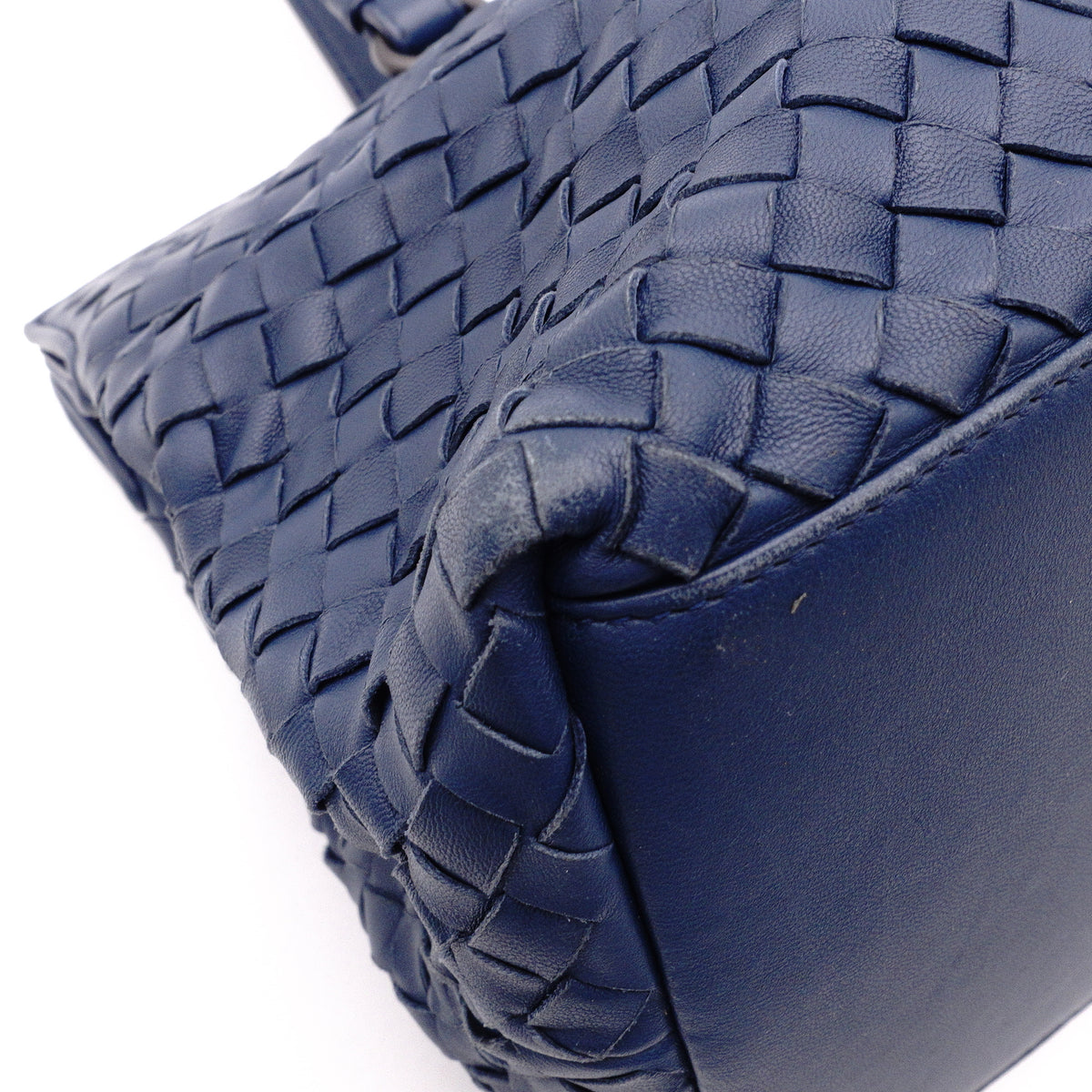 Bottega Veneta Intrecciato Shoulder Bag, Leather, Blue, Women's, 2-Way Crossbody
