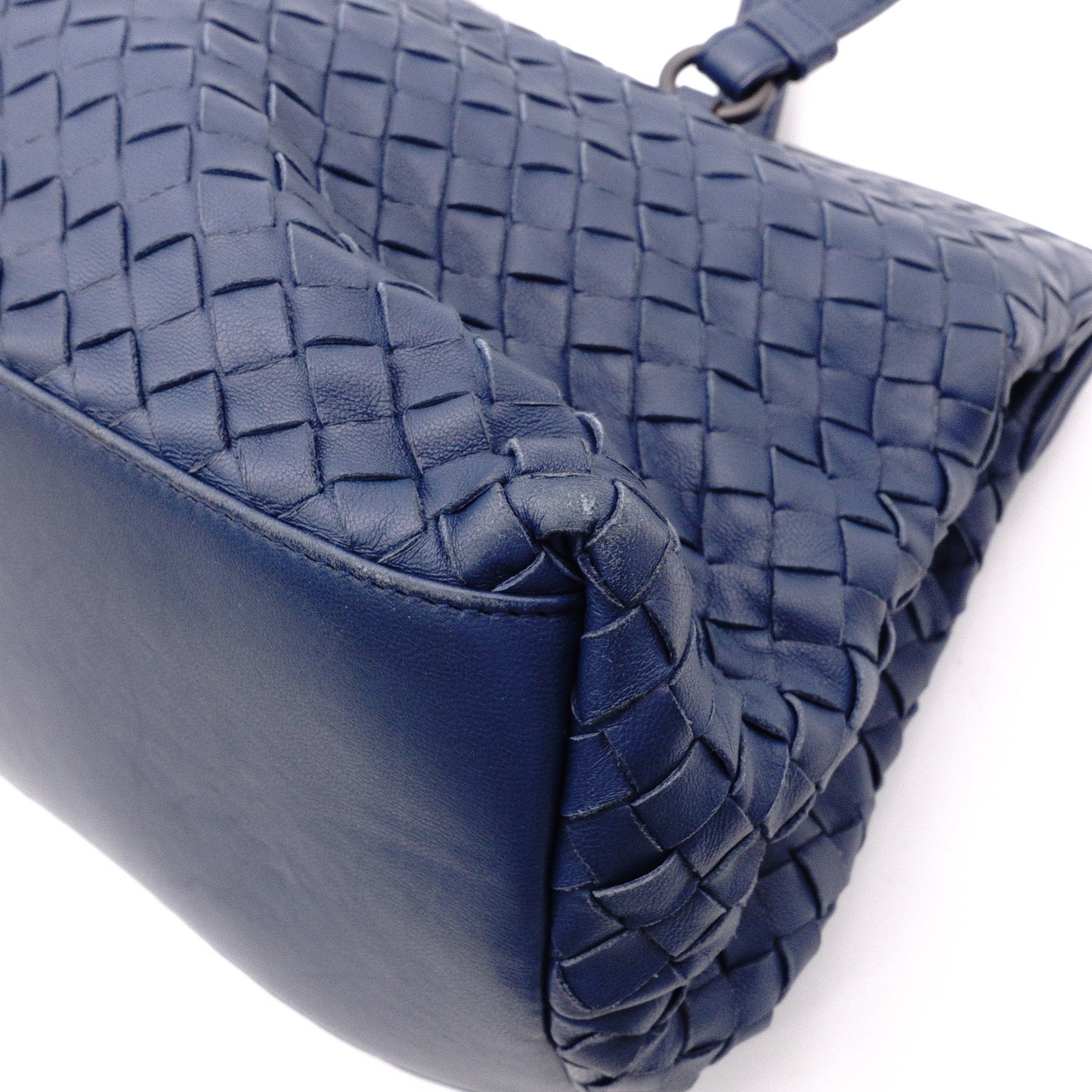 Bottega Veneta Intrecciato Shoulder Bag, Leather, Blue, Women's, 2-Way Crossbody