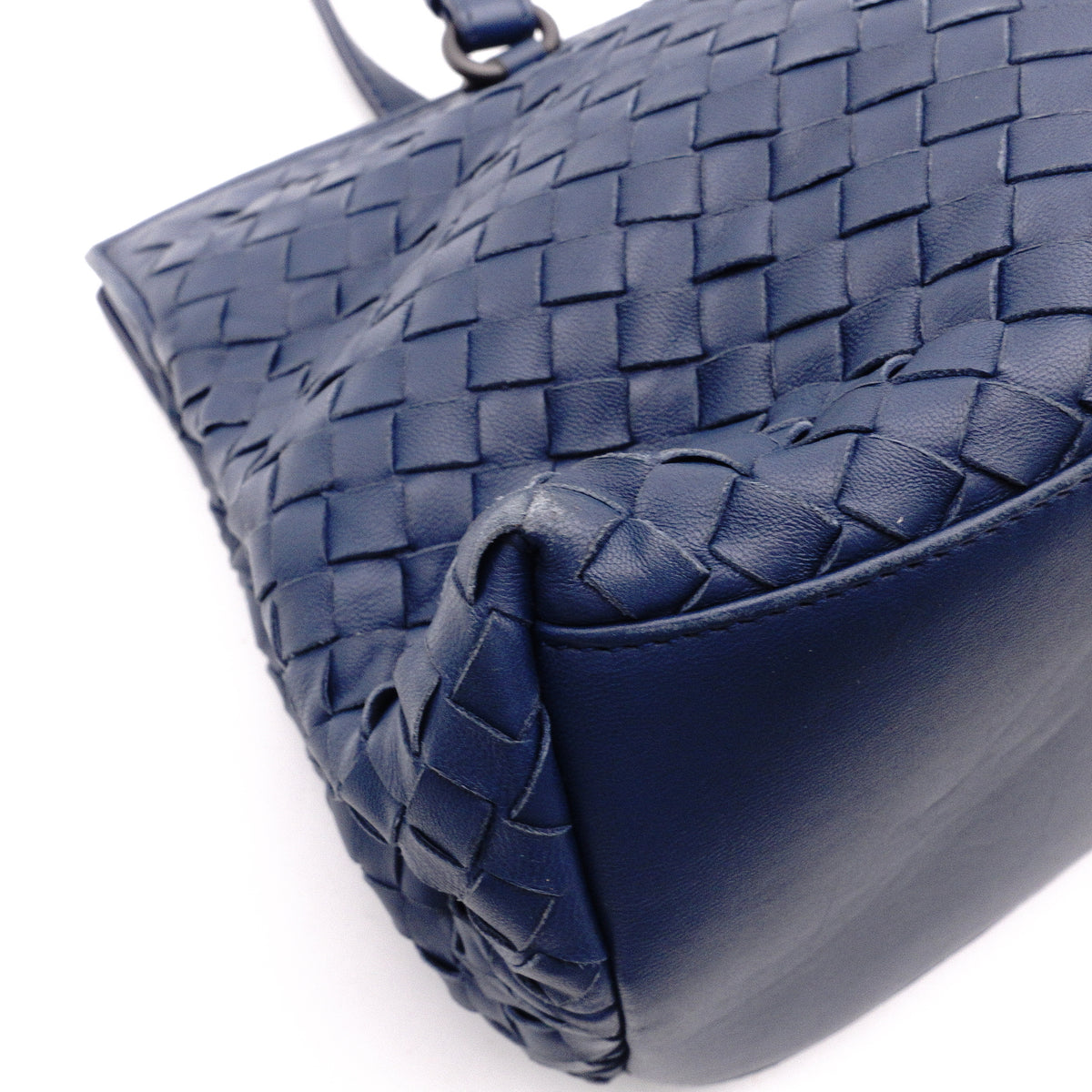 Bottega Veneta Intrecciato Shoulder Bag, Leather, Blue, Women's, 2-Way Crossbody